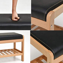 YANG Imbottito Poggiapiedi Seduta in Legno di Calzature Rack Pouf Cambio di Scarpe da banco Carico Massimo 200kg Imbottito Pouf poggiapiedi 50x33.5x40CM (Color : Wood Color)