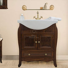 Arredo bagno 85cm con base e lavabo arte povera color noce