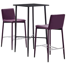 Tidyard Set 3 pz da Bar Desing Alto in Ecopelle Crema/Vino Rosso/Viola,Set Tavolo Rotondo/Quadrato e 2 Sedie da Bar Alti in Ecopelle,Set Tavolo e Sedie da Cucina Design in Ecopelle