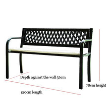 Panchina da giardino da 47 pollici, panchina da giardino in metallo con braccioli e schienale, sedia con struttura in acciaio da 500 libbre, per giardino giardino, veranda, cortile, giardino, prato,