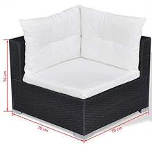Tidyard Set Divani da Giardino 10 pz con Cuscini in Polyrattan Nero, Set Divani da Giardino, Set Divani da Giardino da Esterno 70 x 70 x 56 cm