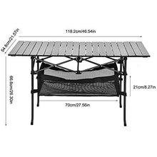 EBTOOLS Tavolo da Campeggio Pieghevole, Tavolino Portatile 2 Piani con Borsa, Alzata Avvolgibile,Rete in Maglia,per Picnic al Coperto e all'aperto,Barbecue,Spiaggia,Viaggi, Pesca,118 * 54 * 86cm,Nero