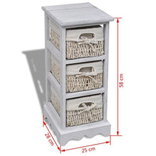 TDSPEU Rastrelliera stoccaggio in Legno Bianco, 3 cestini di Tessitura Dimensioni: 25 x 28 x 58 cm (L x P x A) Armadietti e stipi
