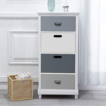 H-CAR Comodino Comodino in Legno massello Comodino con 4 cassetti Cassettiera Grande Contenitore per Soggiorno Camera da Letto Corridoio Bagno