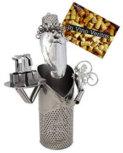 BRUBAKER portabottiglie per vino Babbo Natale - Decorazione natalizia in metallo - con biglietto di auguri per regalo di vino