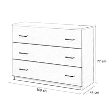 MF Comò Cassettiera 3 Cassetti Laccato Lucido, 100 x 77 x 44 cm (Bianco)