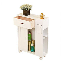 XIAOYAN Mobile da Bagno Armadietto da Bagno Laterale con Ruote Legno Impermeabile Armadietto di Carta Bianco 50 × 17 × 68cm