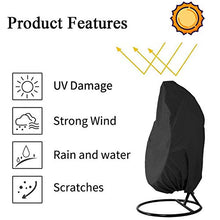 HSGAV Copertura Sedia Dondolo Impermeabili Rattan da Giardino Wicker Sedie Sospese Coperture Mobili Giardino per Sedia Altalena Esterni, 210D Oxford H190Xφ120cm (74,8x47,3 Pollici), Nero