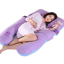 Full Body maternità Cuscino di U Gravidanza a Forma di Cuscino in Cotone con Zip Staccabile in Cotone Bolster Gravidanza Cuscino Lavabile, Viola, 140x80cm Huangwei7210