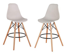 Luckeu - Set di 2 sgabelli da bar con schienali e poggiapiedi, per colazione, cucina, bancone e sedie con gambe in legno e poggiapiedi (kaki)
