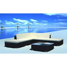 Festnight Set Divani da Giardino con Cuscini, Set Divani da Esterno Nero, Set di Mobili da Giardino in Polyrattan 6 pz