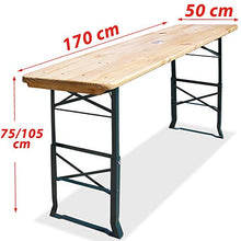 Deuba Tavolo da Birreria Alto da Bar Stile Oktoberfest Pieghevole Legno 170cm Altezza Regolabile con Foro ombrellone