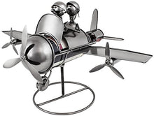 Brubaker Bottiglia di Vino Titolare velivolo Aereo con Pilota e Co Pilota Supporto Metallo Oggetto Decorativo con Biglietto d' Auguri per Bottiglie di Vino Regalo