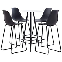 Tidyard Set 5 pz da Bar, Set Tavolino Bar, Set di Mobili per Cucina, Set di Mobili da Balcone, Set Bar per la Casa, Set Tavolo e 4 Sedie da Bar Alti, in Plastica Nero