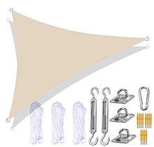 DDLL Tenda a Vela da Giardino, Tenda a Vela Triangolare con Kit di Fissaggio per impieghi gravosi, 3 Corde, Tende da Sole Impermeabili, Anti-UV, da Esterno,Beige,4.5 x 4.5 x 4.5m