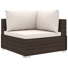 vidaXL Set Divani da Giardino 8 pz con Cuscini Foderati Lavabili Modulare Leggero Elegante Arredi da Esterno in Polyrattan Marrone Telaio in Acciaio