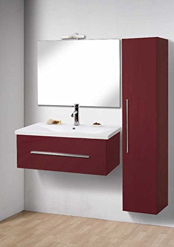 Mobile Arredo Bagno cm 80 sospeso moderno varie colorazioni (anche bianco) con un cassetto Mobili arredi lavabo ceramica specchio 1 I