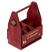 Murrano Portabottiglie per Birra in legno - incisione personalizzata - 6 bottiglie standard - regalo San Valentino - Perfetto per ogni uomo amante della Birra - POWERBANK