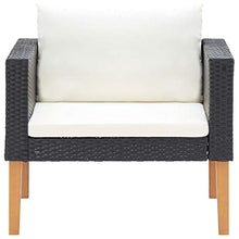 vidaXL Divano da Giardino Singolo con Cuscini Sofà Dormeuse Chaise Longue Poltrona Salotto Esterno Divanetto Canapè Arredo in Polyrattan Nero