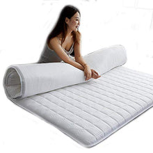 QXTT Materasso Letto Futon Matrimoniale E Singolo Pieghevole E Arrotolabile Materassi da Terra Alto 5cm Futon Trapuntato Salvaspazio,per Campeggio,balconi,Picnic,White-150 * 200cm