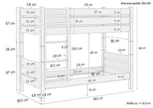 Erst-Holz Letto a Castello divisibile per materassi 90x190 per Adulti Extra Resistente 60.16-09-190T80
