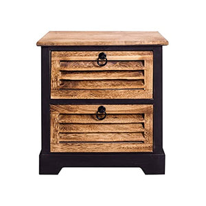Rebecca Mobili Re4548 - Mobiletto Comodini con 2 cassetti, Legno, Urban Retrò, Nero/Marrone, 45 x 42 x 29 cm