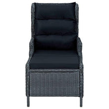 Tidyard Poltrona Relax con Poggiapiedi,Lettino da Giardino Reclinabile in Polyrattan,Sedia da Giardino con Cuscini,Braccioli e Schienale,57 x 88 x 100 cm,Grigio Scuro