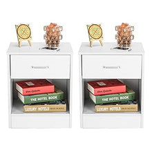 Set di 2 comodini comodini con cassetto a densità in materiale per camera da letto, scrivania, comodino moderno, set completo bianco