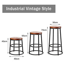 MYAOU Sgabelli da Bar Rotondi Sedie da bancone in Legno massello per Bar Pub caffè Sedia da Pranzo da Cucina in Stile Vintage Industriale con poggiapiedi in Ferro battuto