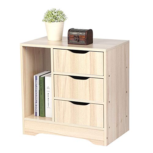 HYM Cassetto Comodino Moderno Cassetto di 3 Cassetti da Letto da Camera da Letto Mobili da Tavolo Alto Lucido Beige