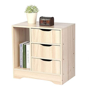 HYM Cassetto Comodino Moderno Cassetto di 3 Cassetti da Letto da Camera da Letto Mobili da Tavolo Alto Lucido Beige