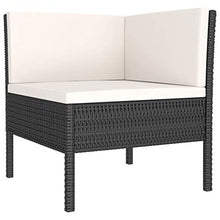 OUSEE Set Divani da Giardino 3 pz con Cuscini in Polyrattan Nero