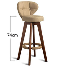 Ljings - Sgabello girevole con poggiapiedi, moderno, per interni, esterni, per cucina, casa, ufficio, pub, bar, con schienale, kaki, lino