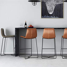 YS Sedia Sgabello da Bar Sedile da Bar, Arte in Ferro con Schienale Alto Sala da Pranzo in Pelle Nordica Tempo Libero con Poggiapiedi Stile Industriale Creativo per Cucina Ristorante Cafe,Marrone,55