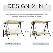 miozzi Dondolo da Giardino 3 Posti con Tettuccio Crema 200x125x170 cm