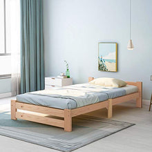 Duless Solido letto in legno massiccio – Futon letto in legno massiccio naturale – con testiera e rete a doghe | naturale 200 x 90 cm