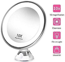 Specchio 10x vanità Portatile con Lampada a LED a 360 ° Rotante lante d'Ingrandimento per la casa Desktop Bagno con Una Forte Ventosa