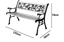 Panchina da giardino – Resistente alle intemperie | Metallo – ghisa – legno | Garden Bench 3 posti | Struttura solida 120 cm | Panchina esterna | balcone, terrazza, giardino | Design originale (Rose)