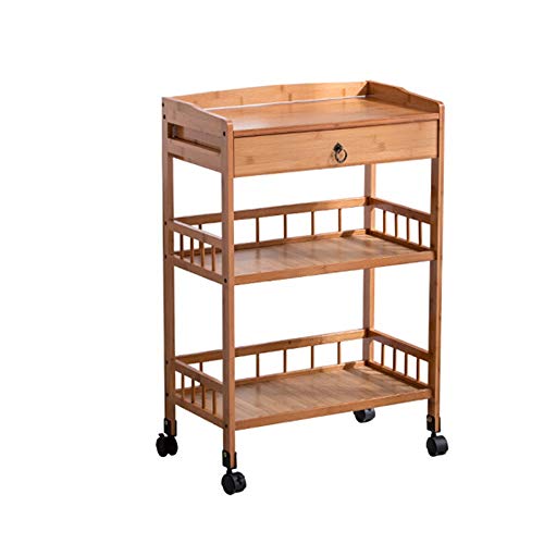 Chenglei- Scaffale, cremagliera del Soggiorno Mobile in Legno conveniente, Colore primario di Grande capacità con Carrello guardrail 2 Colori Utility Cart (Color : Wood Color)