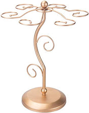 Supporto per bicchiere da vino da appoggio in metallo argentato da appoggio in metallo argentato elegante artistico a 6 ganci Stand per calici Sistema di essiccazione ad aria Albero Display-Tono rame
