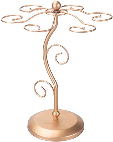 Supporto per bicchiere da vino da appoggio in metallo argentato da appoggio in metallo argentato elegante artistico a 6 ganci Stand per calici Sistema di essiccazione ad aria Albero Display-Tono rame