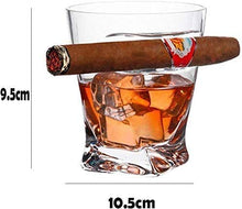 Cakunmik Vetro di Whisky Vecchio Stile, Vetro di Whisky del Sigaro con Supporto di Riposo del Sigaro, Regalo per Gli Uomini, Applicare a Natale, Anno Nuovo, Ringraziamento, Compleanno 4pcs