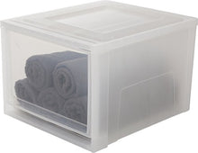 Iris Ohyama Cassetto di stoccaggio, 40 L, fronte trasparente, impilabile, camera da letto, soggiorno, ufficio - Maxi Drawer Maxi Drawer L - Bianco , Trasparente