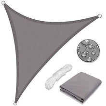 Eterbiz - Tenda parasole a vela, 3 x 3 x 3 m, triangolare, resistente all'acqua, per giardino, cortile, 95% blocco UV con corda (grigia)