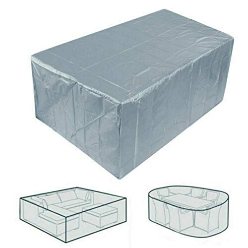 Coperture per arredo Giardino 210D Oxford, Telone Impermeabile per Esterno Mobili da Giardino Quadrato in Telo Copri Tavolo Quadrato Sedie,Argento