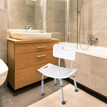 Sedia da doccia con schienale 6 marce Sedia da bagno per anziani regolabile Sedia da doccia Panca Sgabello Sedile Sedia da bagno antiscivolo-bianca