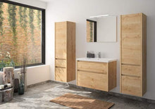 Allibert Mobili da Bagno Set Sottopensile 80 cm Lavandino Armadietto a Specchio Armadietto Laterale Pre-assemblati Rovere