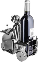 BRUBAKER Portabottiglie Scooter Driver Argento - Portabottiglie Scultura in Metallo - 27 cm Regalo Vino Figura in Metallo per Gli Appassionati di Scooter - con Biglietto D'auguri
