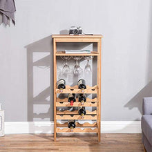 Scaffale per vino in bambù Scaffale per vino a 4 ripiani Scaffale per esposizione Scaffale per vino 16 bottiglie Capacità di stoccaggio Portabicchieri da tavolo per cucina domestica Naturale / Marrone