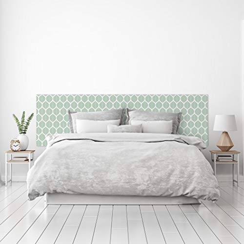 MEGADECOR Testiera per letto in PVC, decorativa, economica, motivo con foglie verdi, varie misure, 200 cm x 60 cm